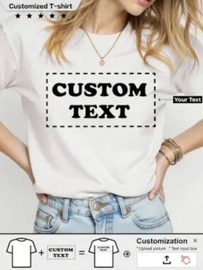 Customizable White T‑Shirt with Black Text no picture ...Only words